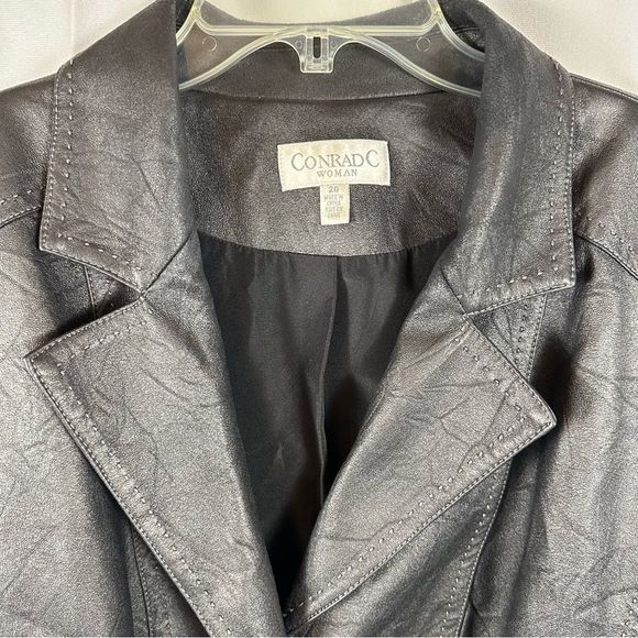 Conrad C Woman Women’s Jacket Stitching Soft Lightweight Black Faux Leather 20 - Picture 4 of 13